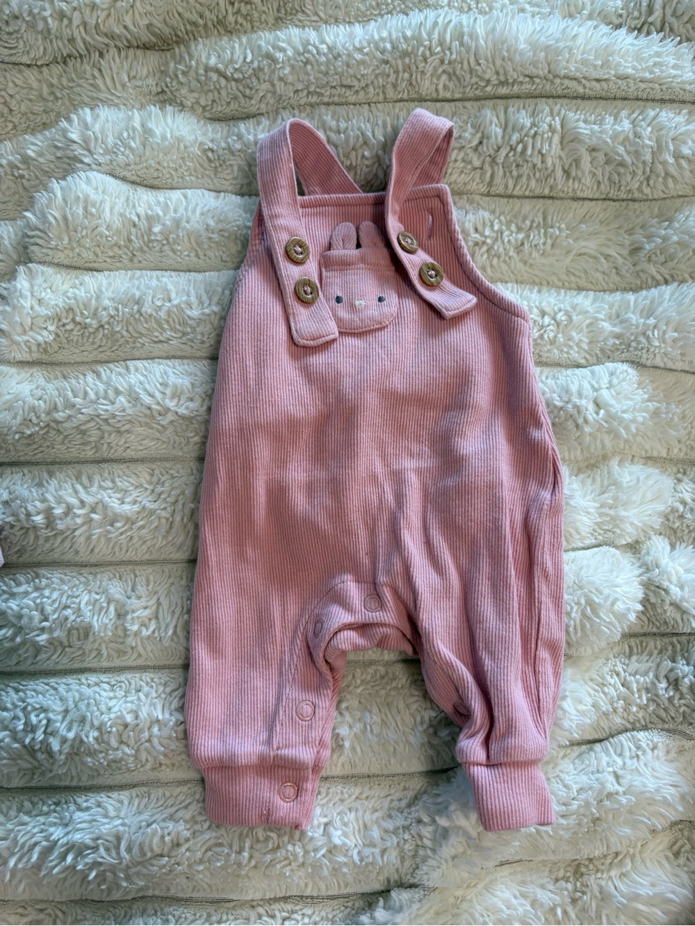 7/$30 Carter's Pink Ribbed Overalls with Bunny Applique